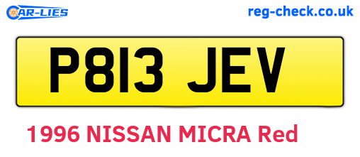P813JEV are the vehicle registration plates.