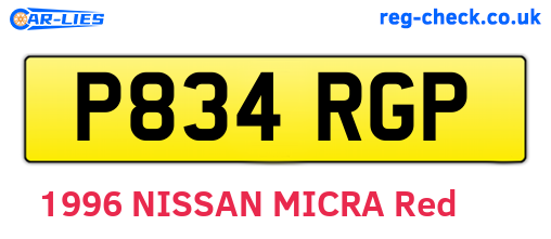P834RGP are the vehicle registration plates.