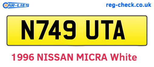 N749UTA are the vehicle registration plates.