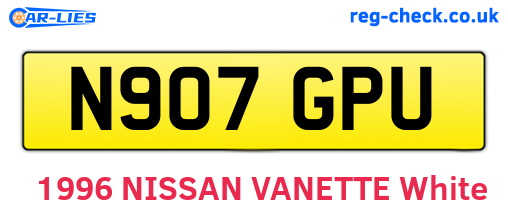 N907GPU are the vehicle registration plates.