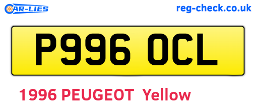 P996OCL are the vehicle registration plates.