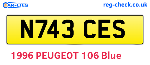 N743CES are the vehicle registration plates.