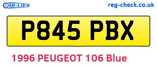 P845PBX are the vehicle registration plates.