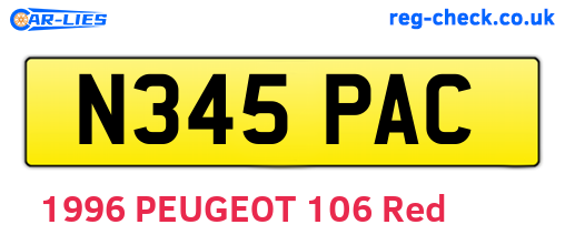 N345PAC are the vehicle registration plates.