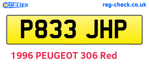 P833JHP are the vehicle registration plates.