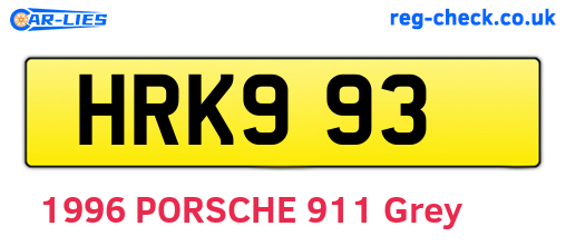 HRK993 are the vehicle registration plates.