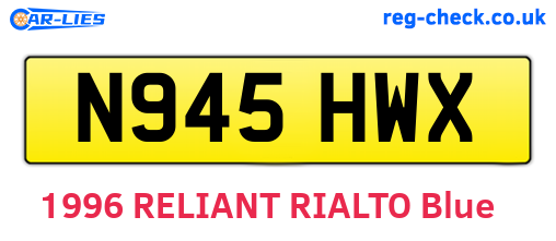 N945HWX are the vehicle registration plates.