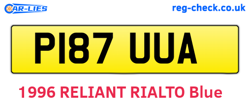 P187UUA are the vehicle registration plates.