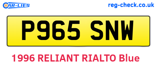 P965SNW are the vehicle registration plates.