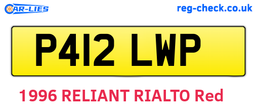 P412LWP are the vehicle registration plates.