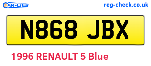 N868JBX are the vehicle registration plates.