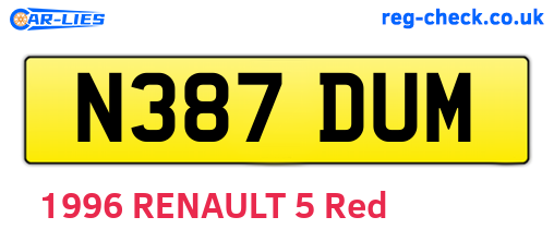 N387DUM are the vehicle registration plates.