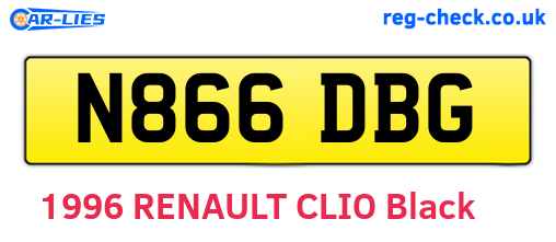 N866DBG are the vehicle registration plates.