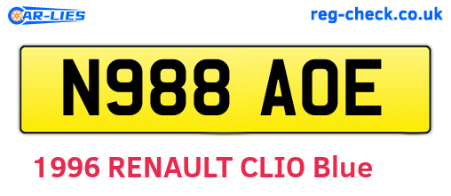 N988AOE are the vehicle registration plates.
