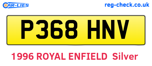 P368HNV are the vehicle registration plates.