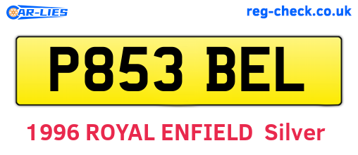 P853BEL are the vehicle registration plates.