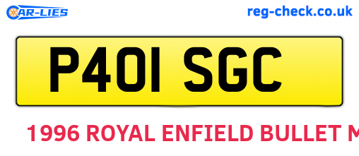 P401SGC are the vehicle registration plates.