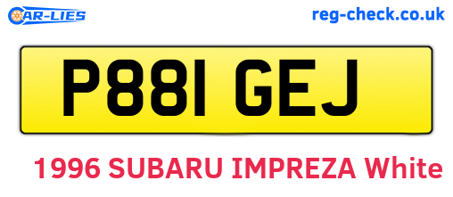 P881GEJ are the vehicle registration plates.