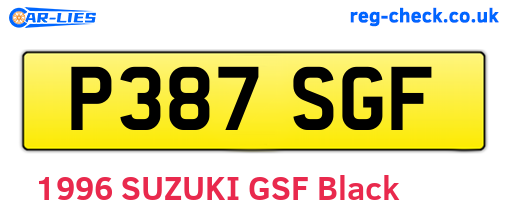 P387SGF are the vehicle registration plates.