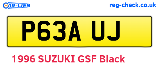 P63AUJ are the vehicle registration plates.