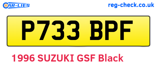 P733BPF are the vehicle registration plates.