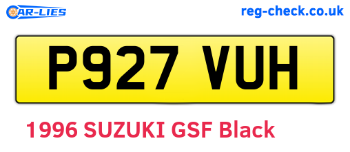 P927VUH are the vehicle registration plates.
