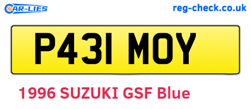 P431MOY are the vehicle registration plates.