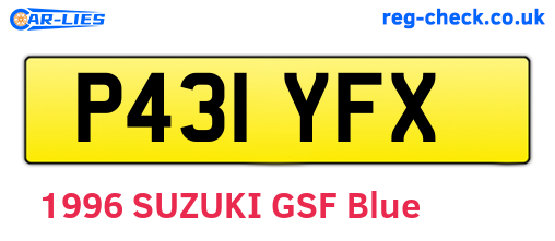 P431YFX are the vehicle registration plates.