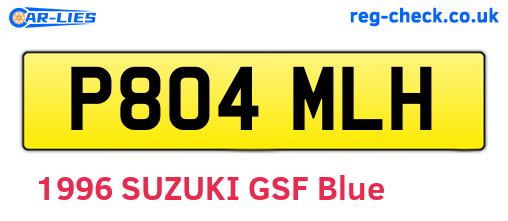 P804MLH are the vehicle registration plates.
