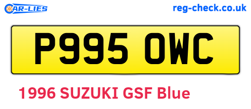 P995OWC are the vehicle registration plates.