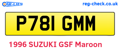 P781GMM are the vehicle registration plates.