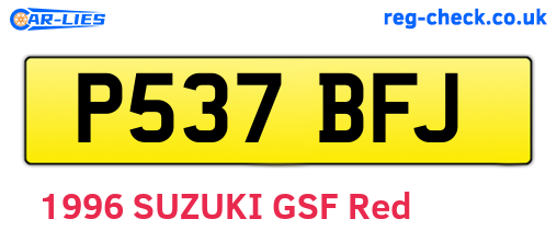P537BFJ are the vehicle registration plates.