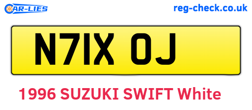 N71XOJ are the vehicle registration plates.