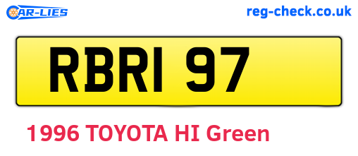 RBR197 are the vehicle registration plates.