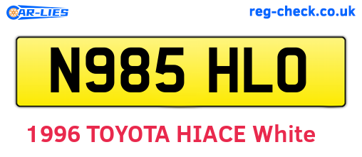 N985HLO are the vehicle registration plates.