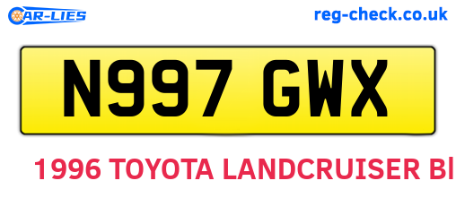 N997GWX are the vehicle registration plates.