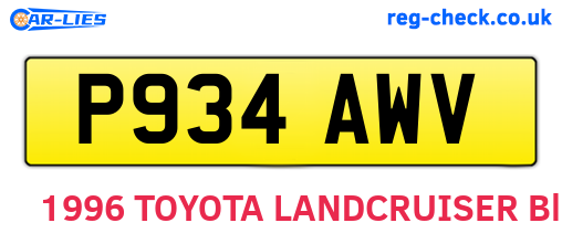 P934AWV are the vehicle registration plates.