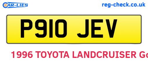 P910JEV are the vehicle registration plates.