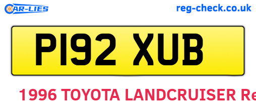 P192XUB are the vehicle registration plates.