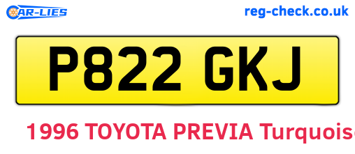 P822GKJ are the vehicle registration plates.
