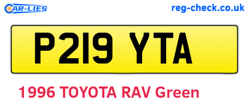 P219YTA are the vehicle registration plates.