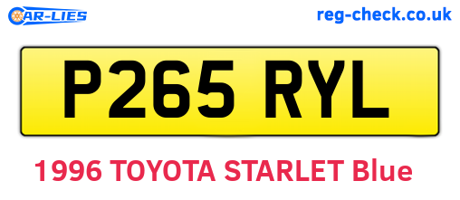 P265RYL are the vehicle registration plates.