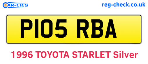 P105RBA are the vehicle registration plates.