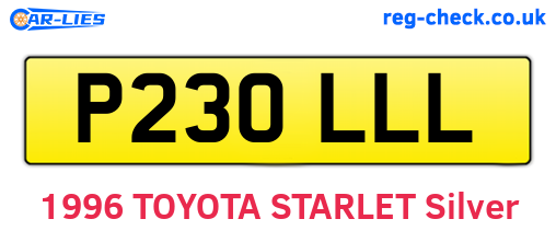 P230LLL are the vehicle registration plates.