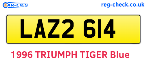 LAZ2614 are the vehicle registration plates.