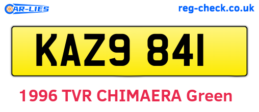 KAZ9841 are the vehicle registration plates.