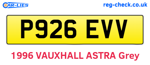 P926EVV are the vehicle registration plates.
