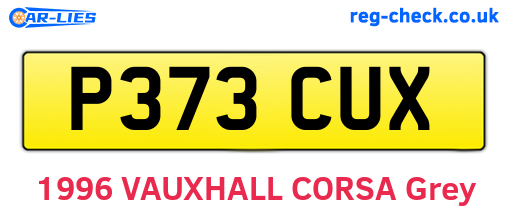 P373CUX are the vehicle registration plates.