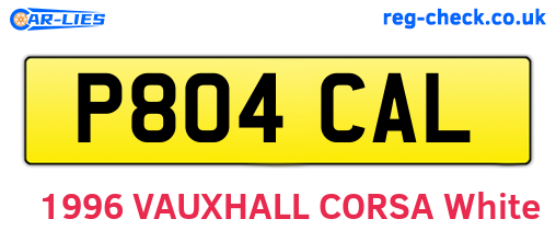 P804CAL are the vehicle registration plates.