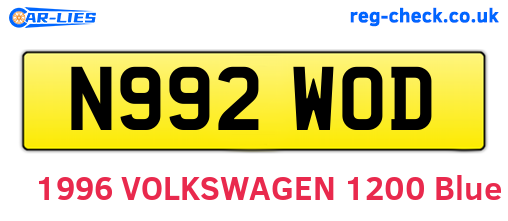 N992WOD are the vehicle registration plates.